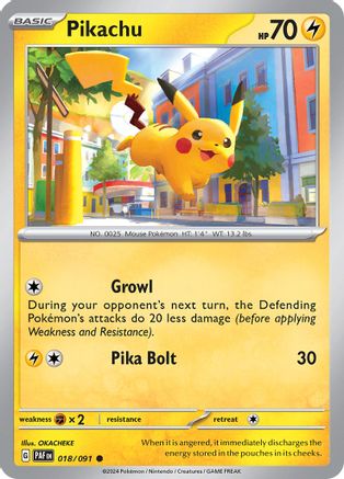 Pikachu (018/091) [Scarlet & Violet: Paldean Fates] Reverse Holofoil