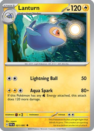Lanturn (021/091) [Scarlet & Violet: Paldean Fates] Reverse Holofoil