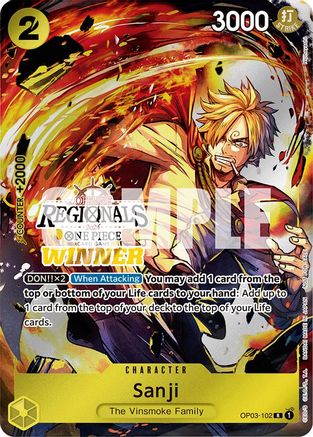 Sanji (Offline Regional 2024) [Winner] (OP03-102) - [One Piece Promotion Cards] Foil
