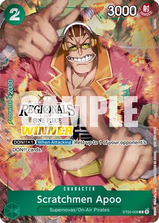 Scratchmen Apoo (Offline Regional 2024) [Winner] (ST02-008) - [One Piece Promotion Cards] Foil