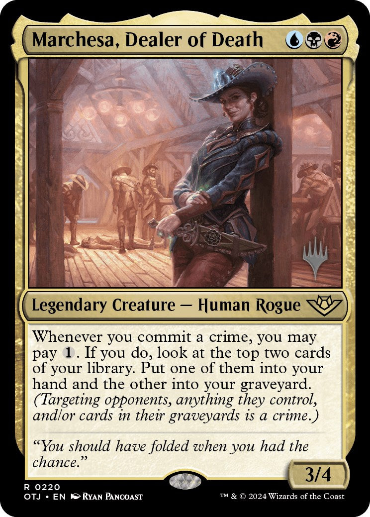 Marchesa, Dealer of Death (Promo Pack) [Outlaws of Thunder Junction Promos] Foil