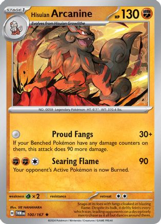 Hisuian Arcanine (100/167) [Scarlet & Violet: Twilight Masquerade] Reverse Holofoil