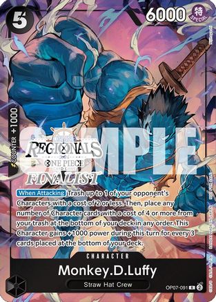 Monkey.D.Luffy (091) (Online Regional 2024 Vol. 3) [Finalist] (OP07-091) - [One Piece Promotion Cards] Foil