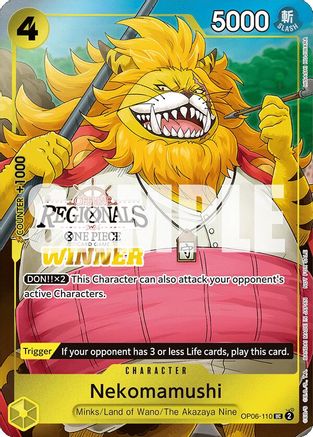 Nekomamushi (Offline Regional 2024 Vol. 3) [Winner] (OP06-110) - [One Piece Promotion Cards] Foil