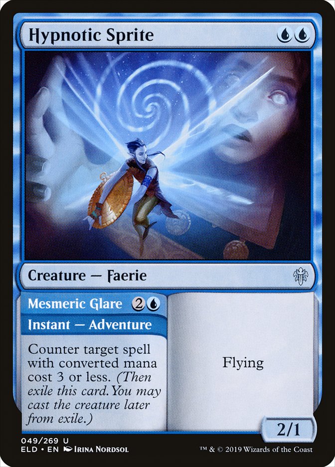 Hypnotic Sprite // Mesmeric Glare [Throne of Eldraine] Foil