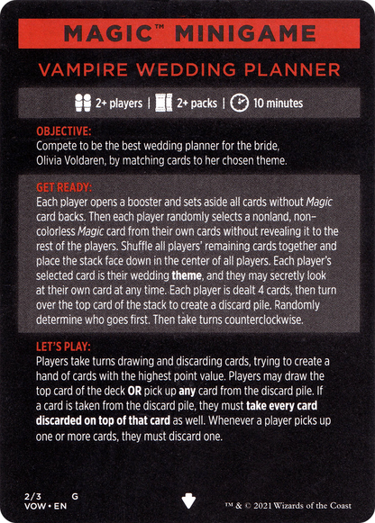 Vampire Wedding Planner // Vampire Wedding Planner (cont'd)  [Innistrad: Crimson Vow Minigames]