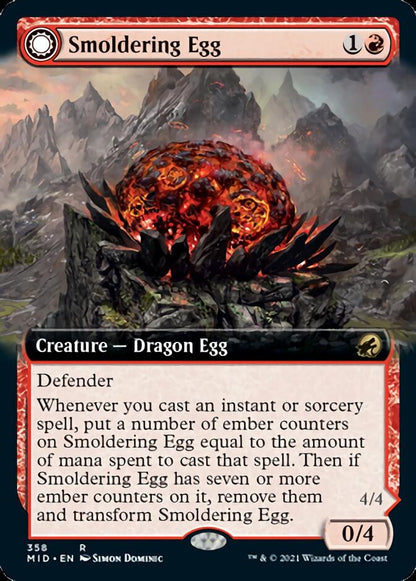 Smoldering Egg // Ashmouth Dragon (Extended Art) [Innistrad: Midnight Hunt] Foil