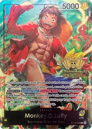Monkey.D.Luffy (2nd Anniversary Tournament) (ST13-003) - [One Piece Promotion Cards] Foil