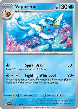 Vaporeon (022/131) [Scarlet & Violet: Prismatic Evolutions] Reverse Holofoil