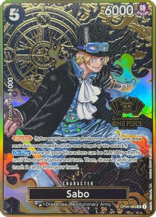 Sabo (One Piece Japanese Version 2nd Anniversary Set) (OP04-083) - [One Piece Promotion Cards] Foil