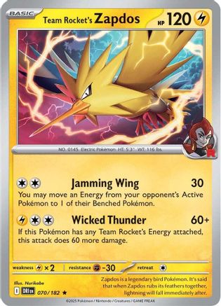 Team Rocket's Zapdos (070/182) [Scarlet & Violet: Destined Rivals] Reverse Holofoil