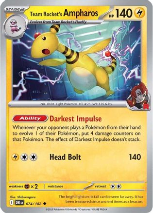 Team Rocket's Ampharos (074/182) [Scarlet & Violet: Destined Rivals] Reverse Holofoil
