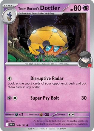 Team Rocket's Dottler (088/182) [Scarlet & Violet: Destined Rivals] Reverse Holofoil