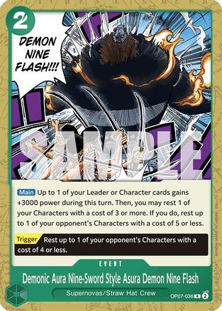 Demonic Aura Nine-Sword Style Asura Demon Nine Flash (Reprint) (OP07-036) - [Starter Deck 24: GREEN Jewelry Bonney]