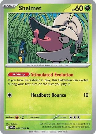 Shelmet 008/086  - Reverse Holofoil SV White Flare - Common