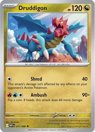 Druddigon 069/086  - Reverse Holofoil SV White Flare - Uncommon