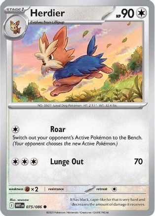 Herdier 073/086  - Reverse Holofoil SV White Flare - Common