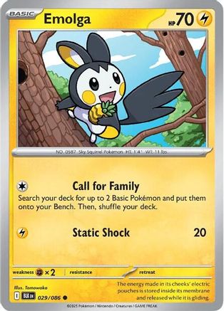 Emolga 032/086  - Reverse Holofoil SV Black Bolt - Common