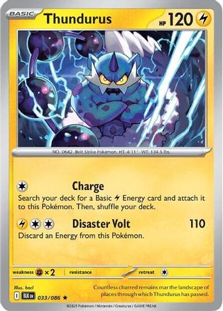 Thundurus 036/086  - Reverse Holofoil SV Black Bolt - Rare