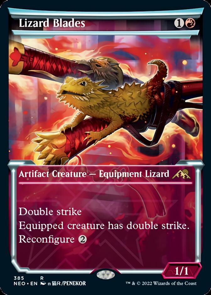 Lizard Blades (Showcase Soft Glow) [Kamigawa: Neon Dynasty] Foil
