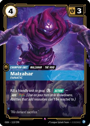 Malzahar - Fanatic (113/298) - Riftbound - [Origins] Foil