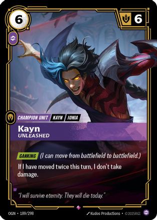 Kayn - Unleashed (189/298) - Riftbound - [Origins] Foil