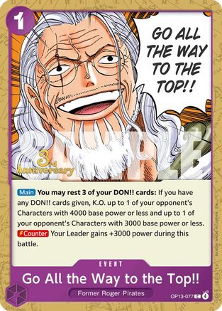 Go All the Way to the Top!! (OP13-077) - [Carrying On His Will: 3rd Anniversary Tournament Cards]