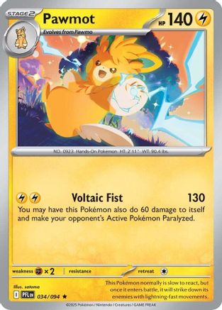 Pawmot 034  - Reverse Holofoil ME02 Phantasmal Flames - Rare