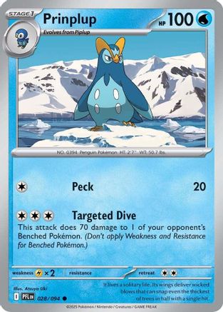 Prinplup 028  - Reverse Holofoil ME02 Phantasmal Flames - Common