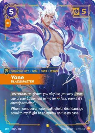 Yone - Blademaster (Signature) (233*/221) - Riftbound - [Spiritforged] Foil