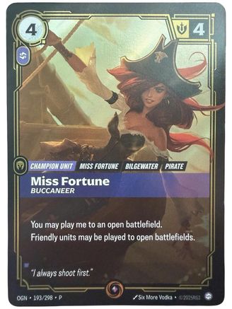 Miss Fortune - Buccaneer (193/298) - Riftbound - [Riftbound Organized Play Promotional Cards] Foil