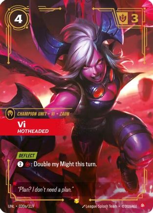 Vi - Hotheaded (Alternate Art) (030a/219) - Riftbound - [Unleashed] Foil