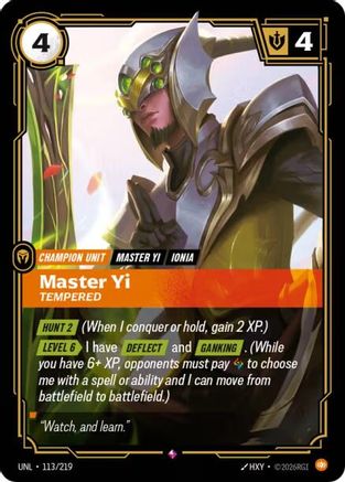 Master Yi - Tempered (113/219) - Riftbound - [Unleashed] Foil