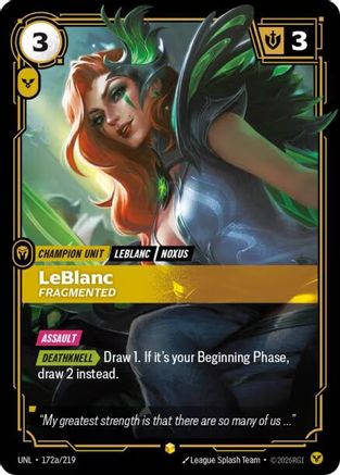 LeBlanc - Fragmented (Alternate Art) (172a/219) - Riftbound - [Unleashed] Foil