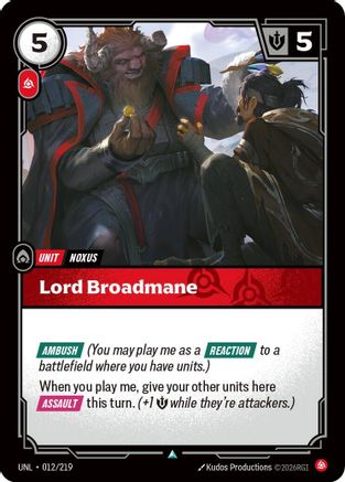 Lord Broadmane (012/219) - Riftbound - [Unleashed] Foil