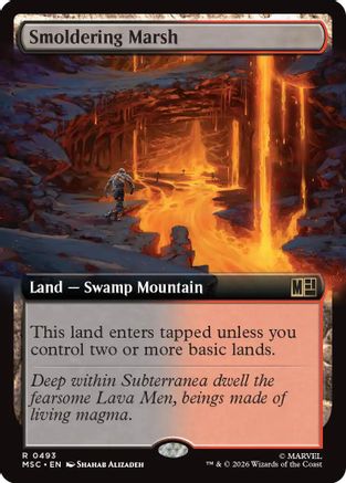 Smoldering Marsh (Extended Art)  [Commander: Marvel Super Heroes]