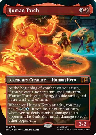 Human Torch (Borderless) (Surge Foil)  [Commander: Marvel Super Heroes] Foil