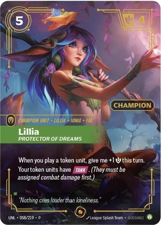 Lillia - Protector of Dreams (Champion) (058/219) - Riftbound - [Riftbound Organized Play Promotional Cards] Foil