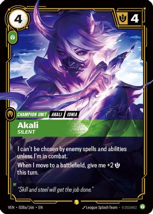 Akali - Silent (Alternate Art) (038a/166) - Riftbound - [Vendetta] Foil
