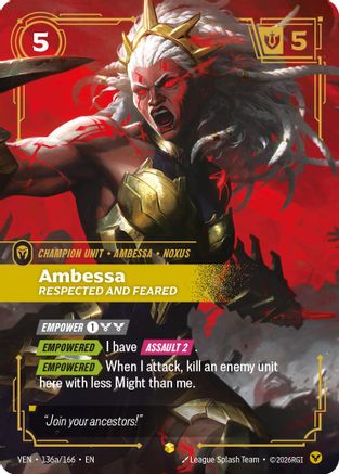 Ambessa - Respected and Feared (Alternate Art) (136a/166) - Riftbound - [Vendetta] Foil