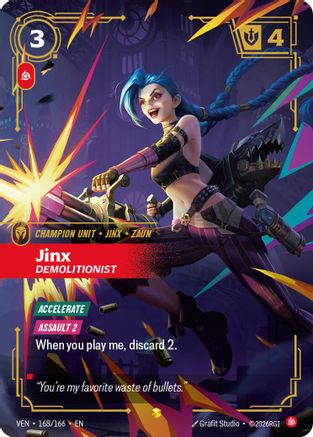 Jinx, Demolitionist (Overnumbered) (168/166) - Riftbound - [Vendetta] Foil