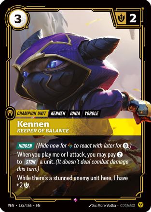 Kennen - Keeper of Balance (135/166) - Riftbound - [Vendetta] Foil