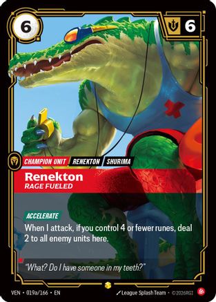 Renekton, Rage Fueled (Alternate Art) (019a/166) - Riftbound - [Vendetta] Foil