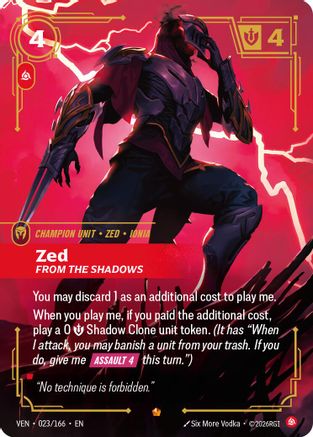 Zed - From the Shadows (023/166) - Riftbound - [Vendetta] Foil