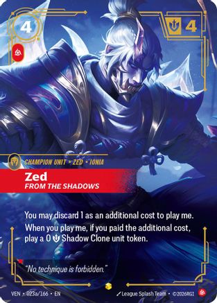 Zed - From the Shadows (Alternate Art) (023a/166) - Riftbound - [Vendetta] Foil