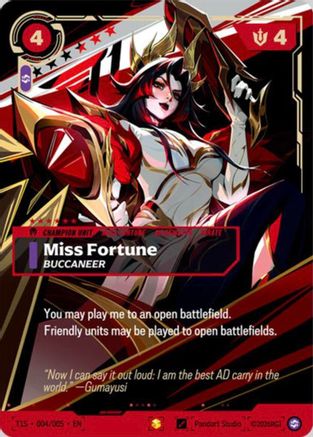 Miss Fortune, Buccaneer (T1 Worlds Champion Signature Edition Bundle) (T1S 004/005) - Riftbound - [Riftbound Promotional Cards] Foil