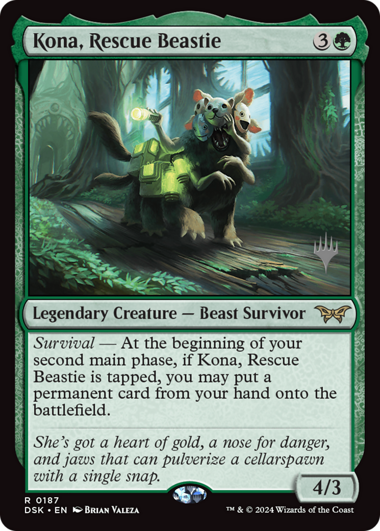 Kona, Rescue Beastie (0187) (Promo Pack) [Duskmourn: House of Horror Promos] Foil
