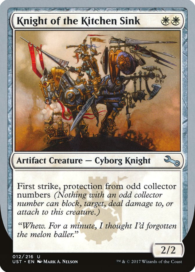 Knight of the Kitchen Sink ("protection from odd collector numbers") [Unstable] Foil
