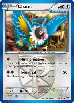 Chatot (77/101) [Black & White: Plasma Blast] Reverse Holofoil