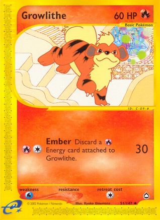 Growlithe (51/147) [Aquapolis] Reverse Holofoil